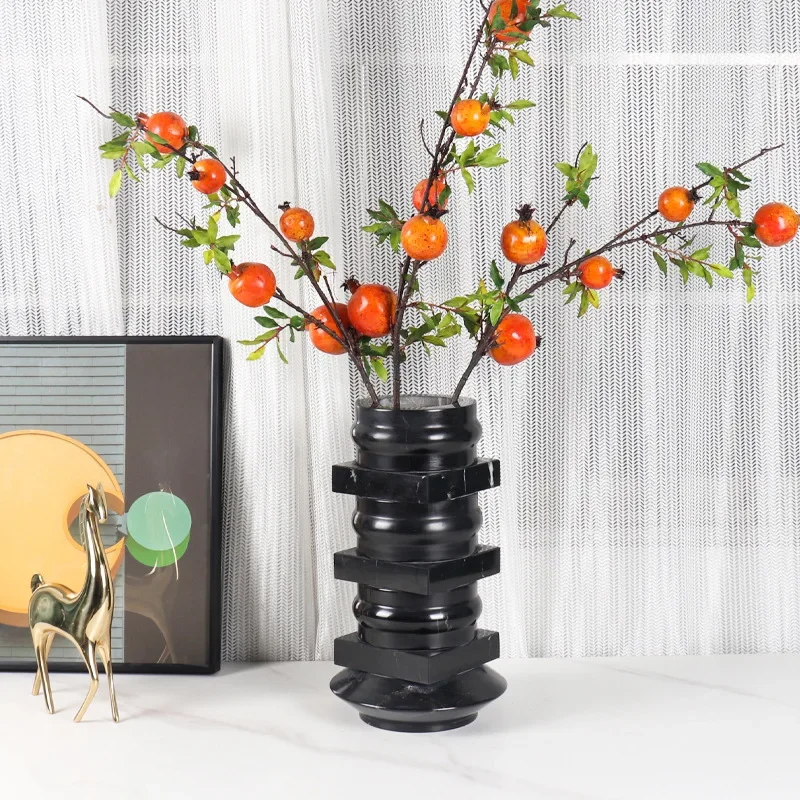

Modern simple natural marble vase ins soft decoration high-end home living room desktop flower ornament