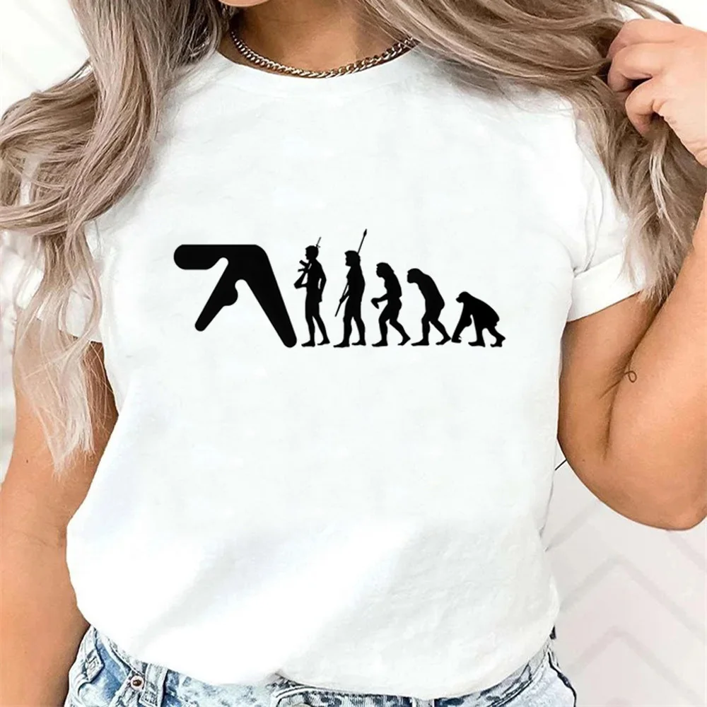 Aphex Twin t shirt girl korean clothes 2000s Retro hip hop graphic top tees Pop Culture 2000s harajuku 2000s Y2k korean clothes