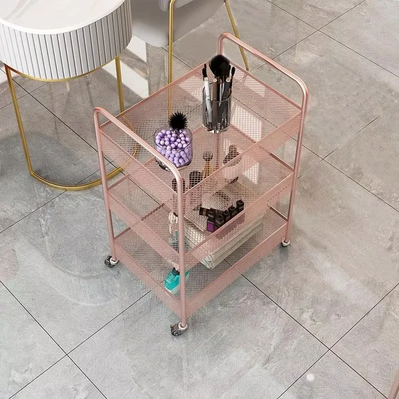 Chariot de luxe avec serrure pour salon de coiffure, machine à roulettes pour salon de beauté, meubles de spa, blanc et or mental