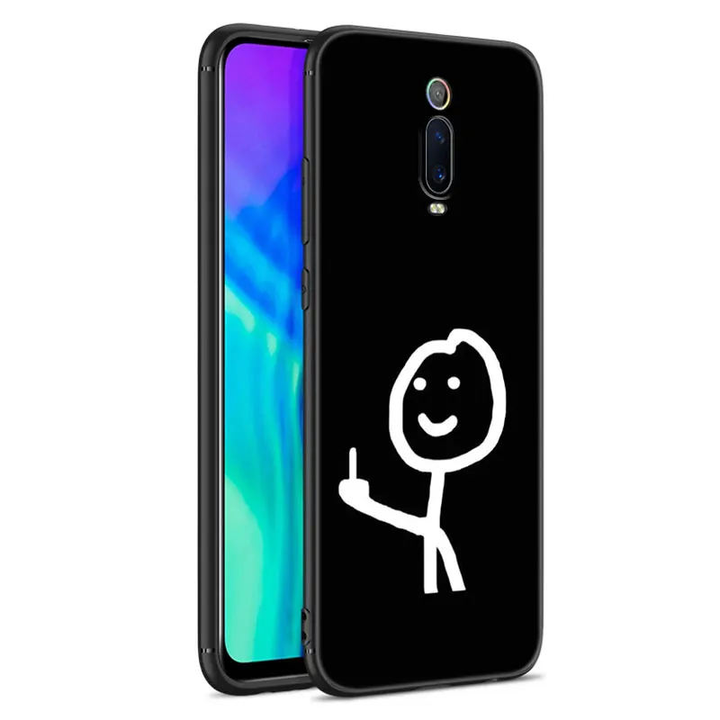 Cartoon Matchman Black Phone Case For Xiaomi Redmi 11 Prime 11A 12C 13C A1 A2 + A3 12 4G 10 13R 5G 9A 10A 9C 10C 9i 12R Note 9T