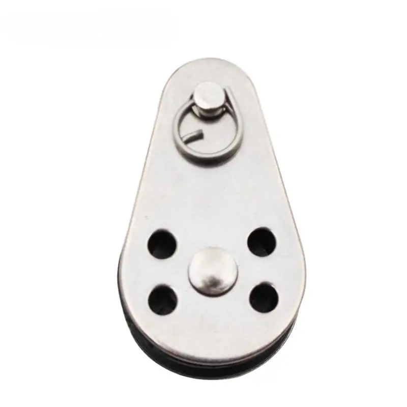 (.) 1Pcs 45mm Blocks Rope Pulley 304/316 Stainless Steel Pulley Nylon Sheave Single Lashing Eye For 2mm To 8mm Rope