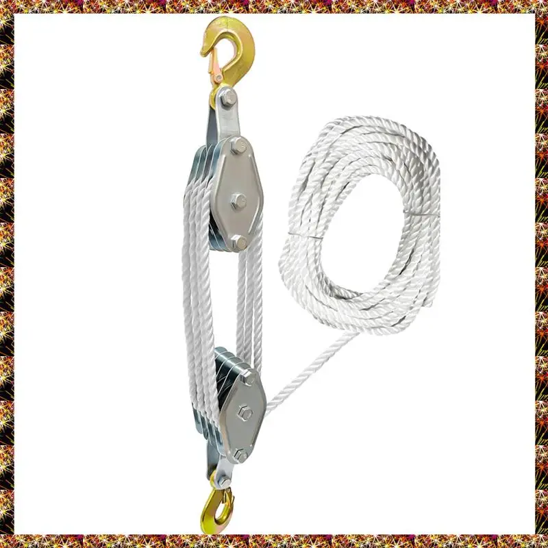 BTCL Block And Tackle Pulley System For Heavy Lifting, 2200 Lbs Breaking Strength, 6:1 Power Ratio Hoist