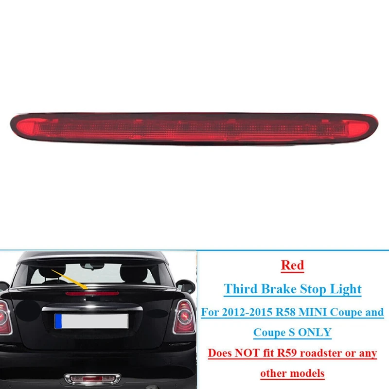 Car High Mount Brake Light Car Third Brake Stop Light Fit For BMW R58 MINI Coupe And Coupe S 2012-2015 63252758940 Black