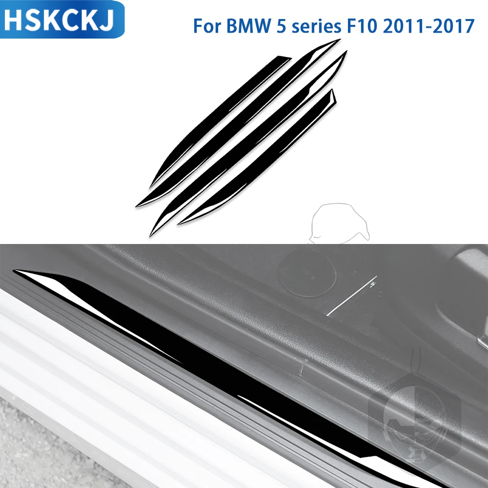 For BMW 5 Series F10 2011 2012 2013 2014 2015 2016 Accessories Car Black Plastic Interior Threshold Trim Sticker Decoration