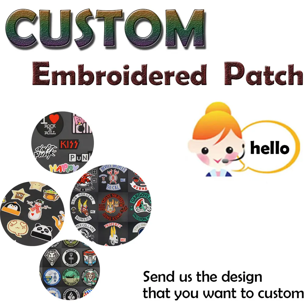 A1 Custom Embroidery Patch with Iron on Hook Backing for Clothes Decoration Appliques