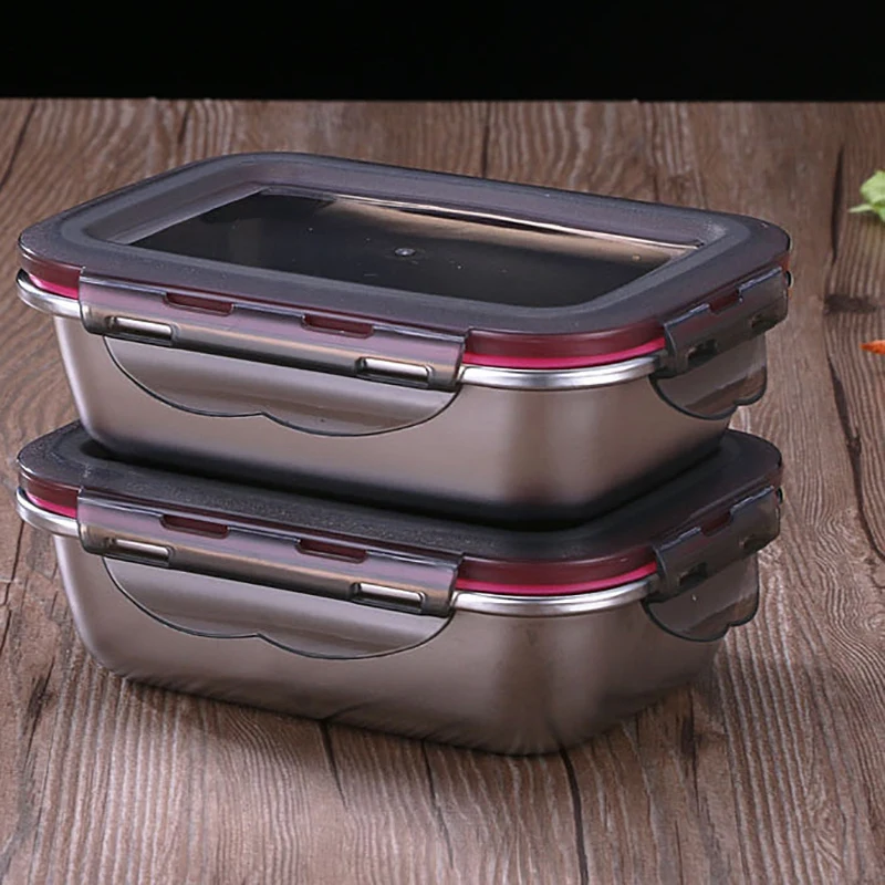 

A84E-Ланч-бокс из нержавеющей стали, герметичный контейнер для еды, контейнер для сохранения свежести продуктов, офисный контейнер для бенто, контейнер для обеда