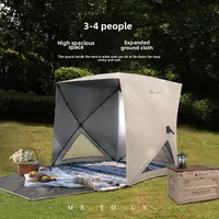 Camping Tent for Outdoor Picnic and Park Shelter Quick Open 3-4 Person Beach Tent Silver Coated UV Protection Waterproof