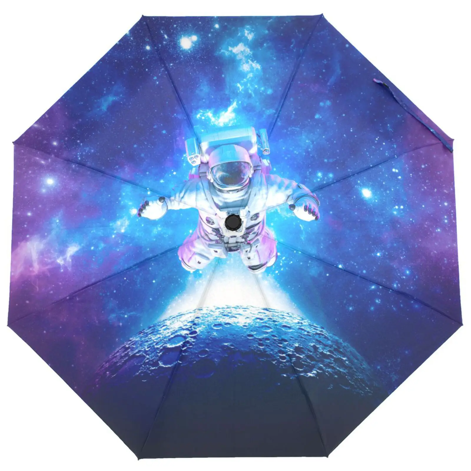 Galaxy Astronaut Space Print Women's Rain Umbrella Three Folding Portable Automatic Umbrella Male Windproof Parasol Parapluie