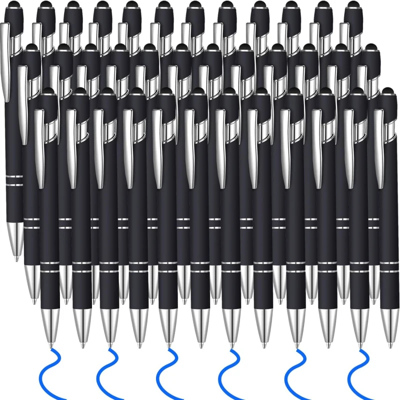 50Pcs Blue or black Ink Ballpoint Pens 2 in 1 Stylus Touch Screen Ballpoint Pen