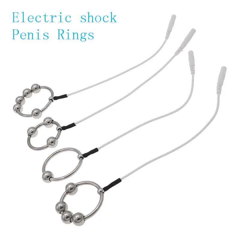 Electro Accessory Cockring Sex Products Electric Shock Metal Penis Ring Cock Ring Massage Chastity Device Sex Toys For Men