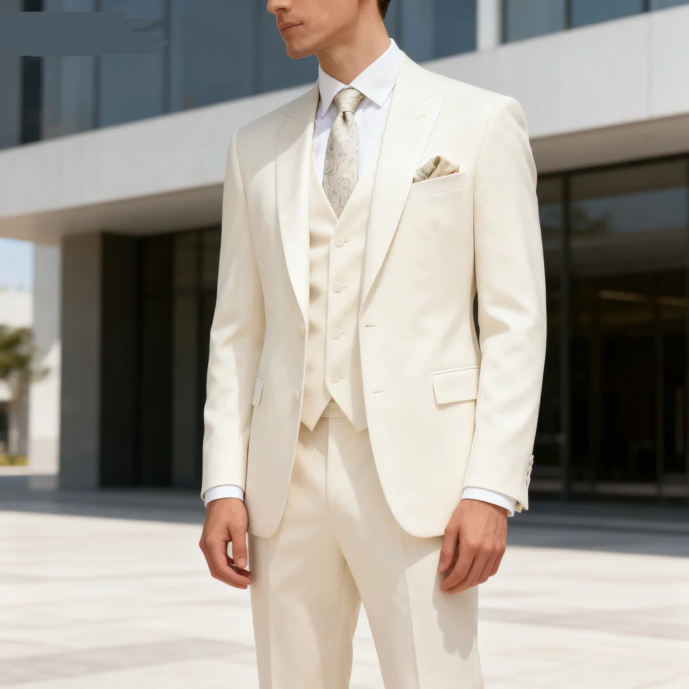 

Мужской уникальный приталенный свадебный костюм, жилет, костюм синего неба, куртка с брюками с лацканами и жилетом, элегантный наряд для жениха из трех предметов