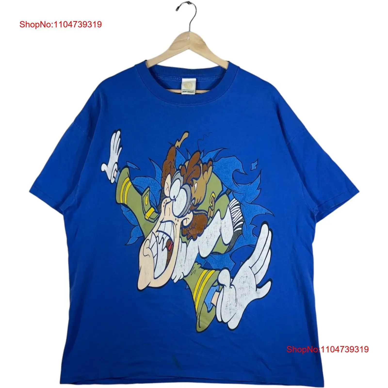 تي شيرت عتيق MGM Sky Screamer Breakthrough تي شيرت أزرق للرجال مقاس XL عتيق برسومات مغسولة قليلاً ملابس خروج مريحة