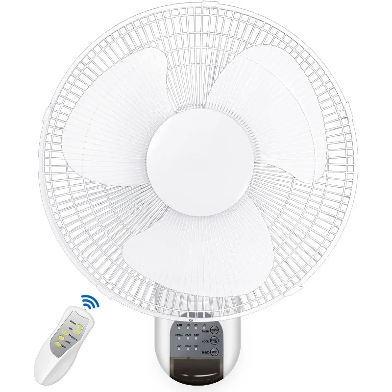 16 Inch Wall Mount Fan with Remote Control, 3 Oscillating Modes, 3 Speed, Timer, 1 Pack