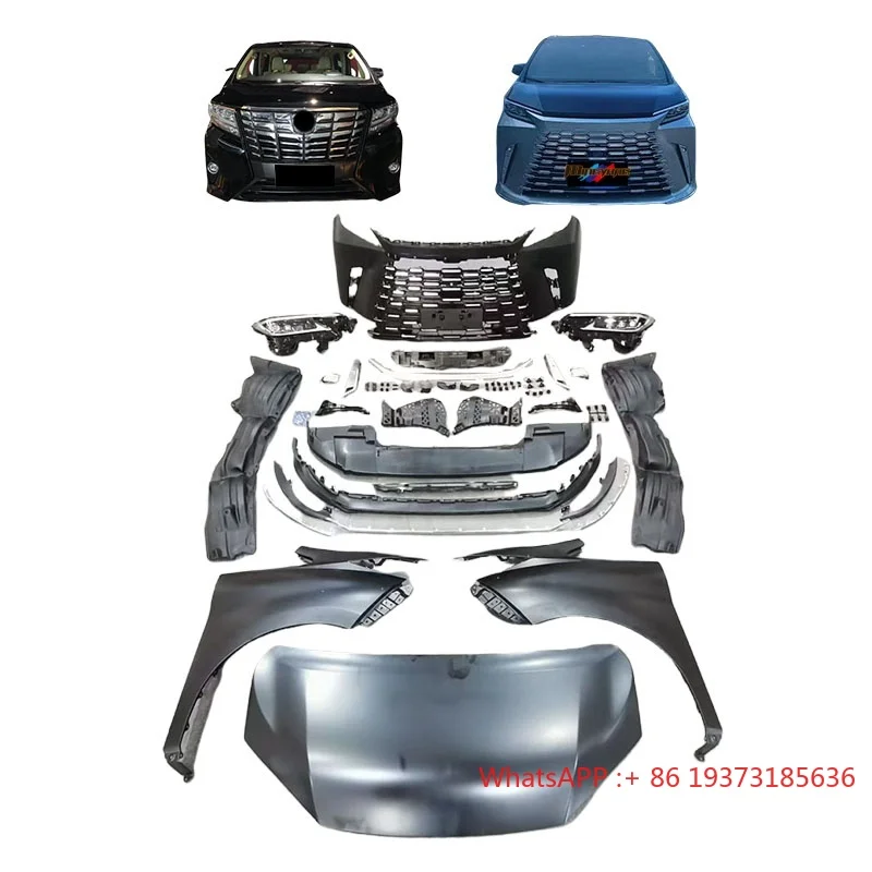 New Arrival Anh30 Anh35 Upgrade to 2024 LM500H Facelift Bumper Accessories Bodykit for Toyota Alphard 30 35 2015-2023 Body Kit