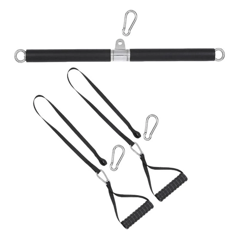 

Fitness LAT Pull Down Bar Back Strength Workout Handle Pull Down Rowing Tricep Hand Grip Rope for Cable Machine .A5KC