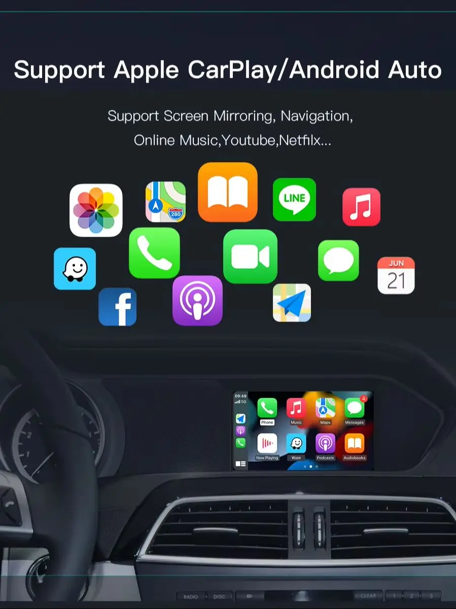 Drahtlose Carplay Android Auto für Mercedes Benz C117 W176 W204 W204 CLS GLK Klasse NTG 4,5 4,7 Android Auto Spiegel Link