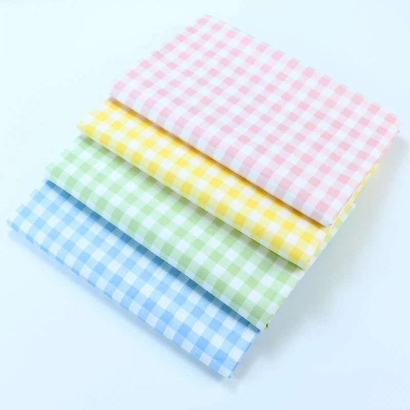 160x50cm Cotton Twill Lattice Fabric Fruit Color 1cm Plaid, for Dress Pajamas Nursery Bedding Sewing Cloth