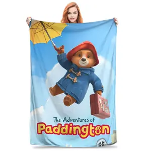 Battaniye peluş sevimli karikatür, Büyük Britanya, Londra Boz Ayı, film harika, sıcak, ev ve ofis için, kış En çok satılan 12, doldurulmuş su samuru-no. 11