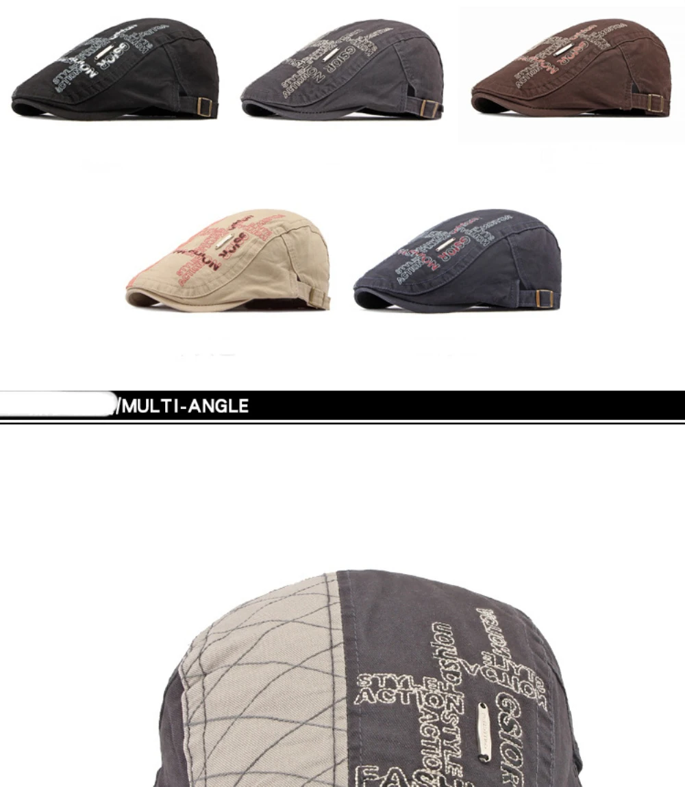 HT4655 Baskenmütze für Herren und Damen, Frühling Sommer Herbst Sonnenkappe, Unisex Ivy Flat Cap, Künstler-Malermütze, 100% Baumwolle Herren-Baskenmütze – Detail 4