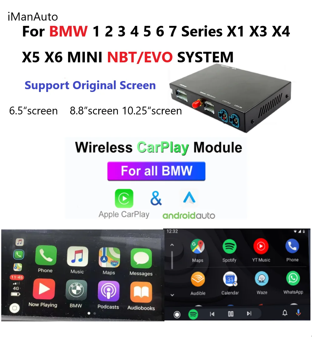 Wireless Carplay Interface For BMW NBT F20 F21 F23 F30 F31 F32 F33 F34 F36 F10 F11 F01 F48 F15 F56 F25 Android Auto Car Play