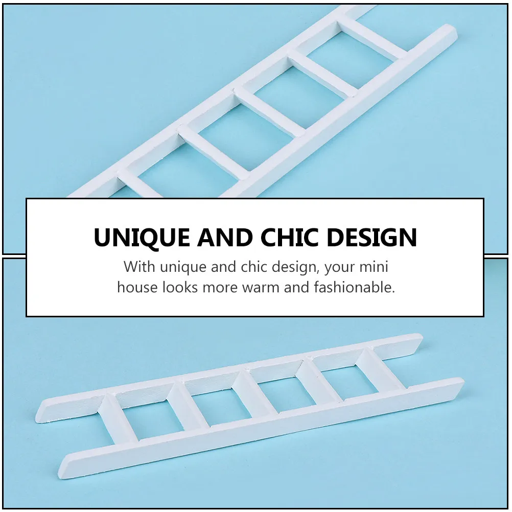 

2pcs Premium Wooden Miniature Ladder Decor For Dollhouse Mini House Furniture Simulation Accessory Warm Chic Ornament