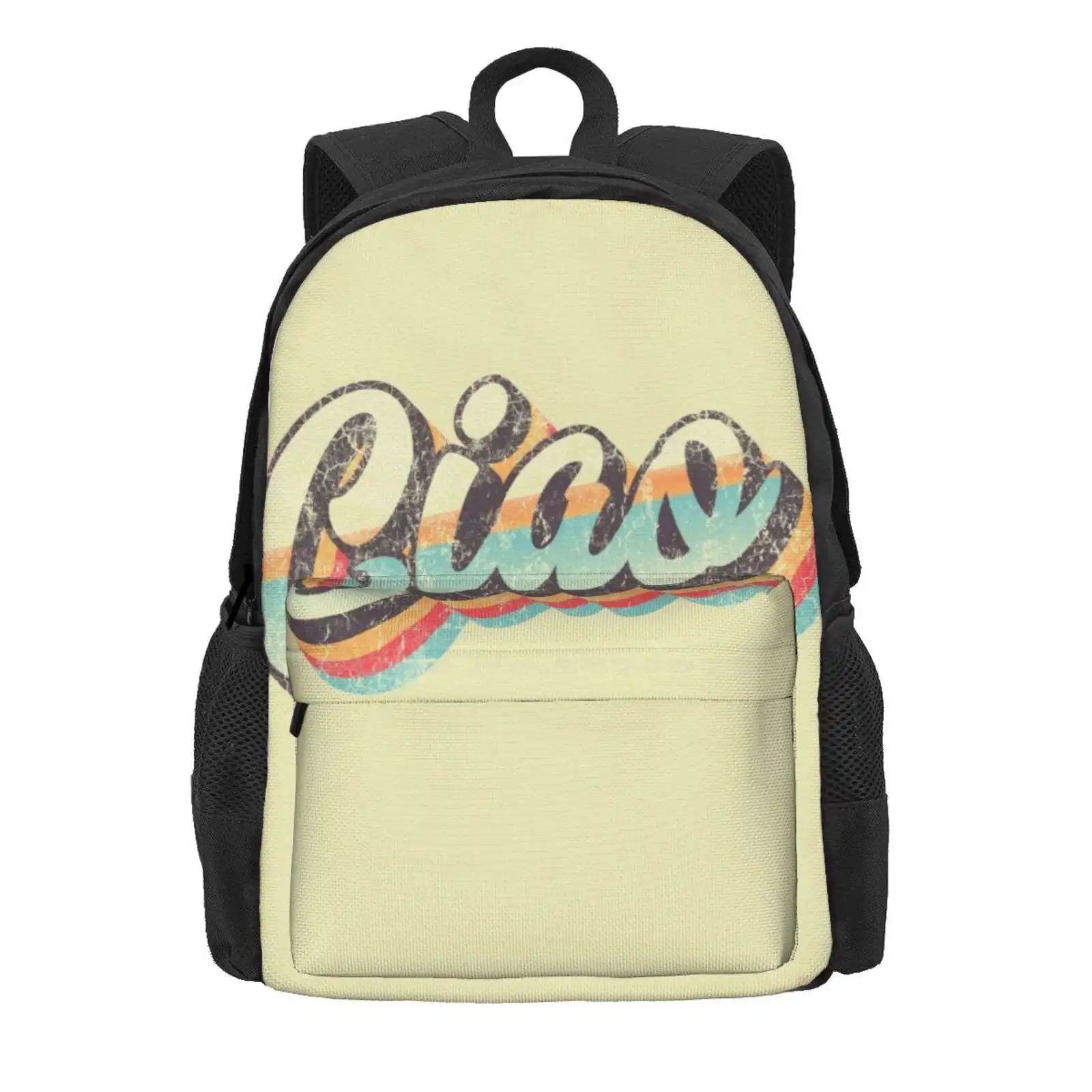 Ciao Hot Sale Schoolbag Backpack Fashion Bags Typography Hello Vintage Look Ciao Italian Italy Retro