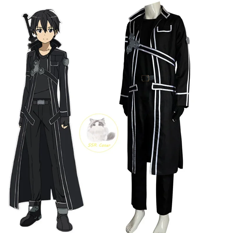 Anime Sword Cos Kirito Kazuto Kirigaya Cosplay Costume Art Online Jacket Shirt Pants Wysokiej jakości strój w dowolnym rozmiarze dla kobiet i mężczyzn