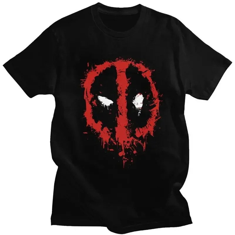 T-Shirts Kawaii Deadpool Splatter T Shirt Men Short Sleeved T-shirt Casual Tee Cotton Slim Fit Tshirt Merch Hale Spring Summer