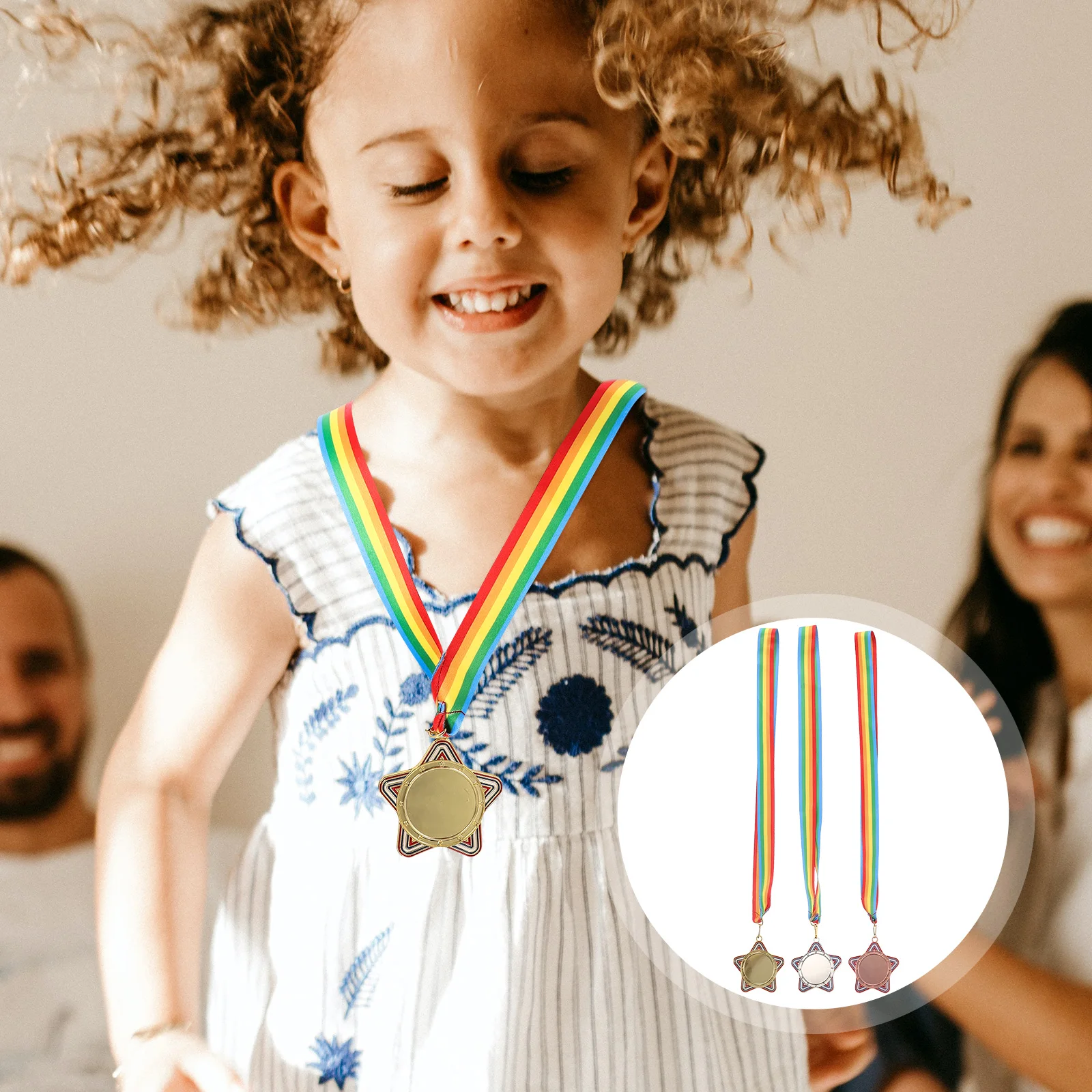 

3pcs Award Kit Gold Medal For Party Medals Party Favor Souvenir Lanyard Design Competition Home Decor Team Sports