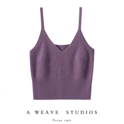 Cashmere Women's 100% Goat Cashmere Interior With Autumn And Winter New Minimalist Knitted Base Camisole Vest