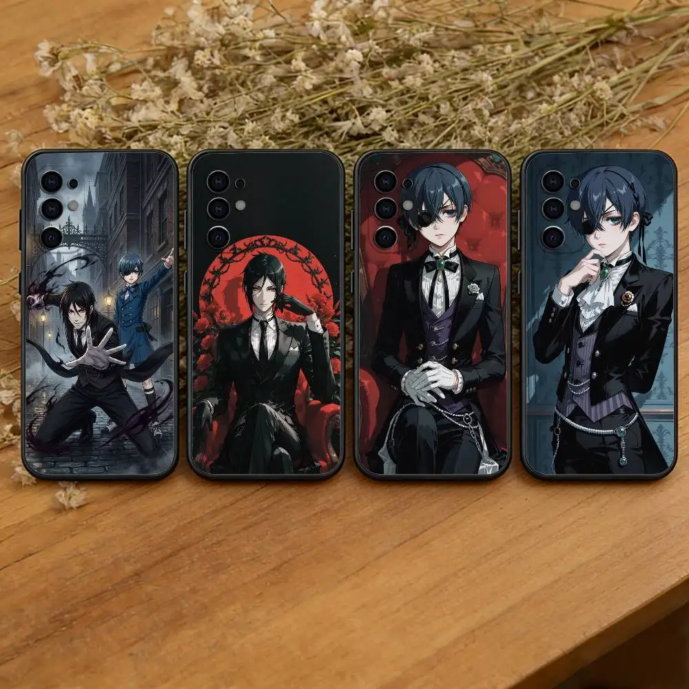 Black Butler Ciel and Sebastian  Phone Case Black Silicone Soft For Samsung S25,S24,S21,S22,S23,S30,Ultra,S20,Plus,Fe,Lite