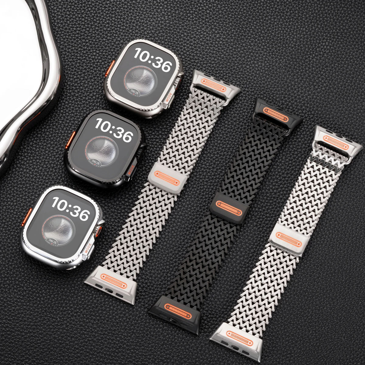 Magnetic Metal Strap+Case for Apple Watch Ultra3/2 49mm 42 44 45 46mm Stainless Steel W-shaped Band for iWatch 11 10 9 8 7 6 SE