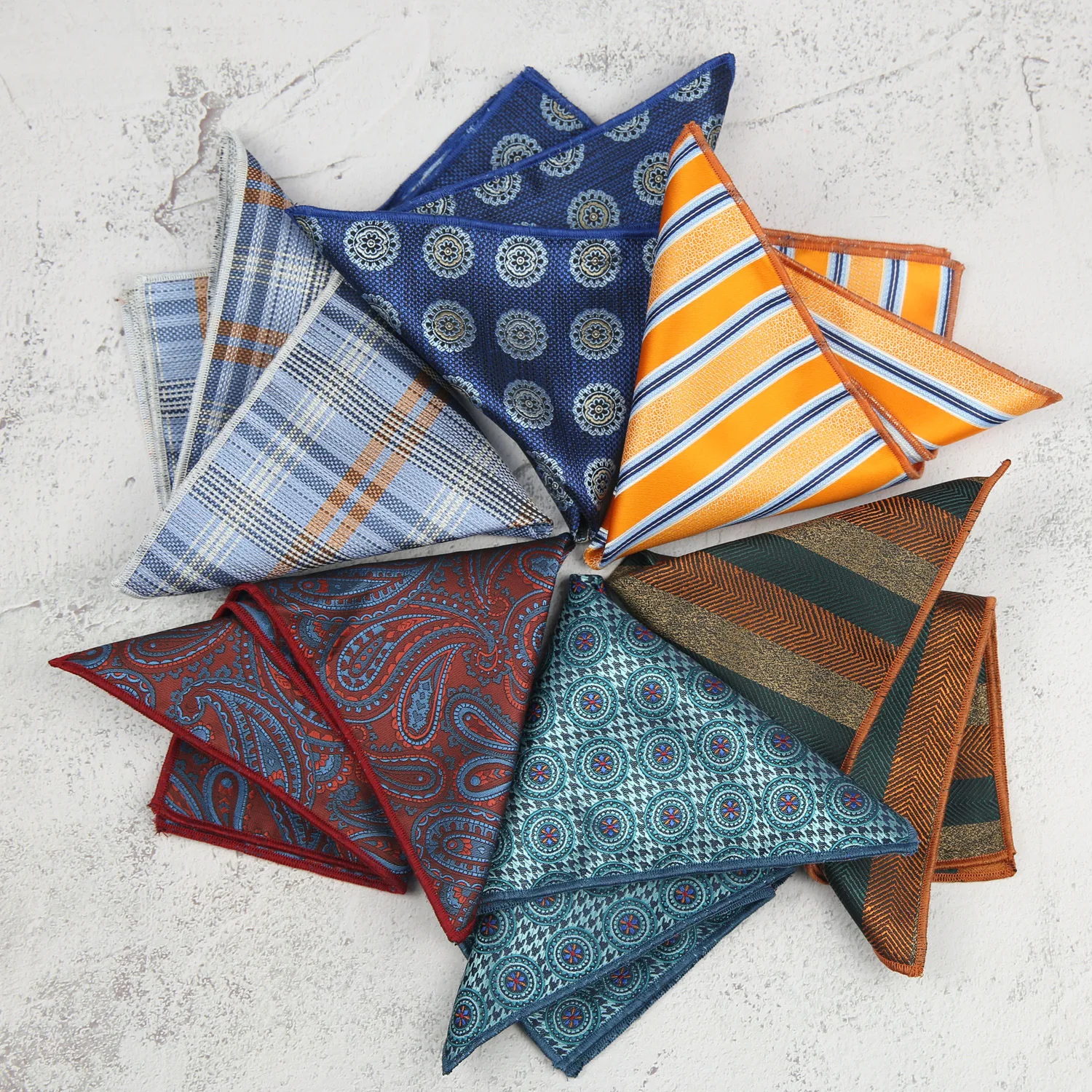 Sapu Tangan Pria Warna Solid Sapu Tangan Paisley Titik Kotak-kotak Handuk Dada Persegi Saku Bisnis 23*23CM