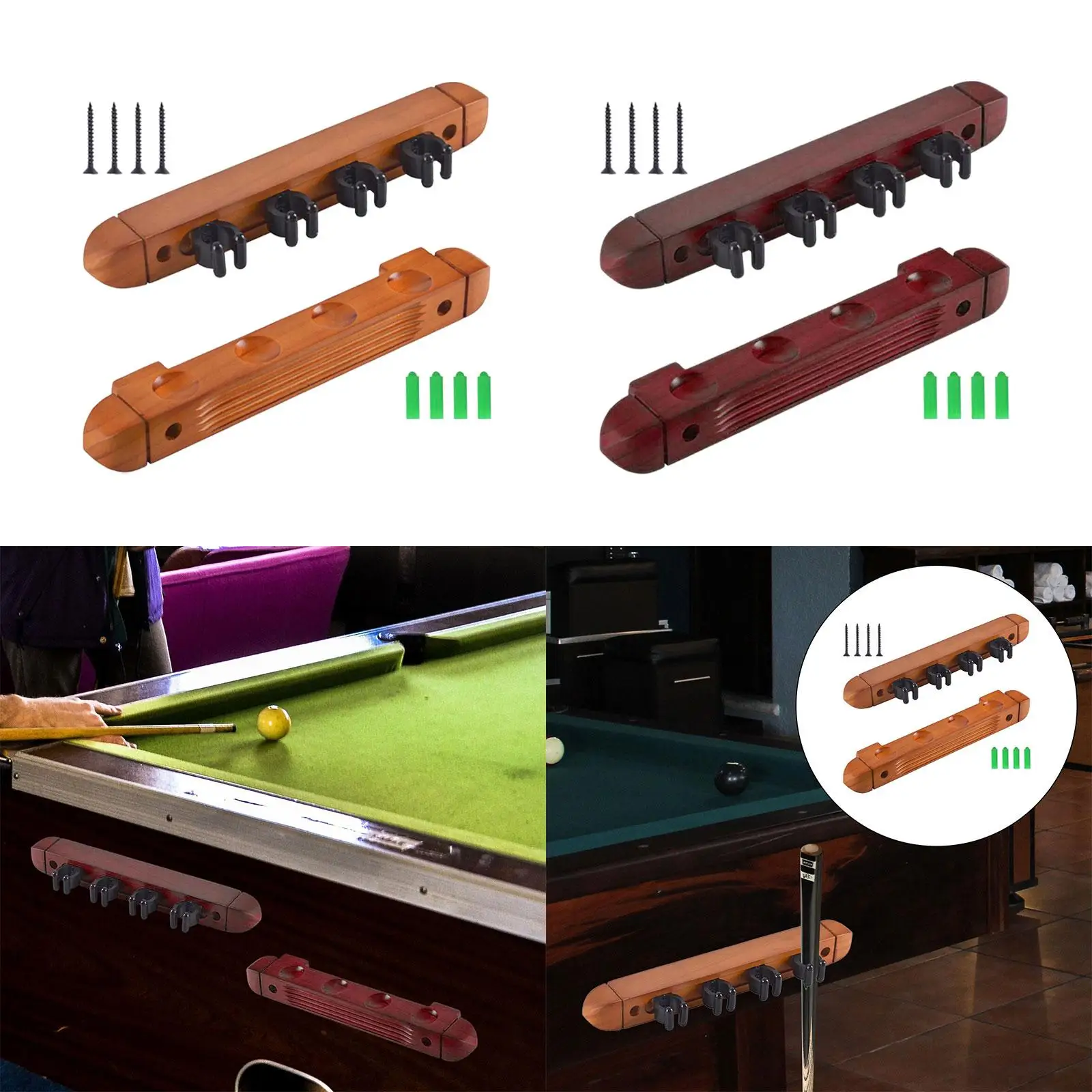 Pool Cue Rack Claw Cue Clips Fishing Rod Stand Wall Rack with 4 Cue Clips