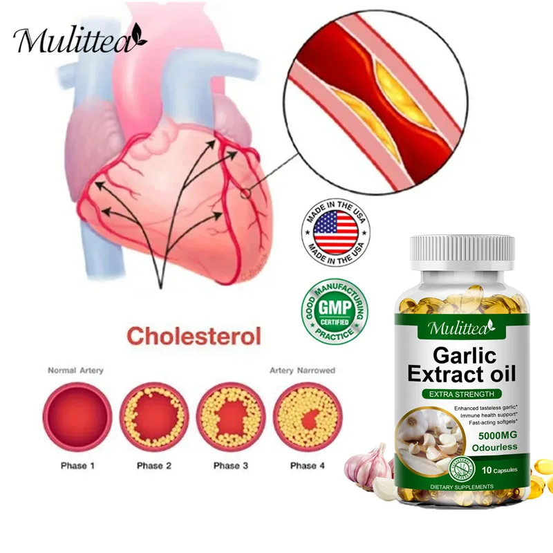 Mulittea Tasteless Garlic Oil Extract Capsules Helps Enhance immunity Cellular Detox for Men and Women