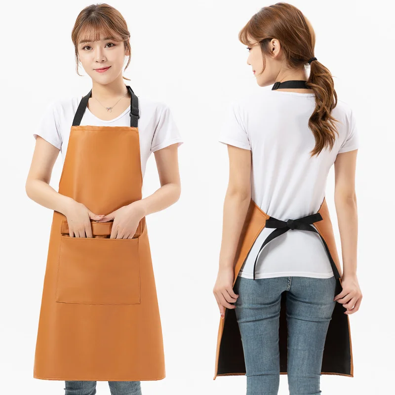 

New Proof Oil Household Kitchen Cooking Aprons PU Leather Apron For Women Restaurant Waterproof Apron Oversleeve Work Clothes