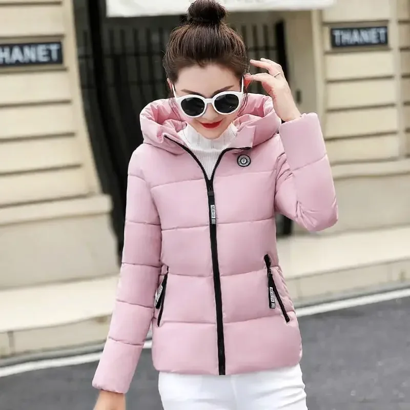 2022 novo inverno parkas jaqueta feminina com capuz grosso quente curto jaqueta de algodão acolchoado parka casaco básico feminino outerwear plus