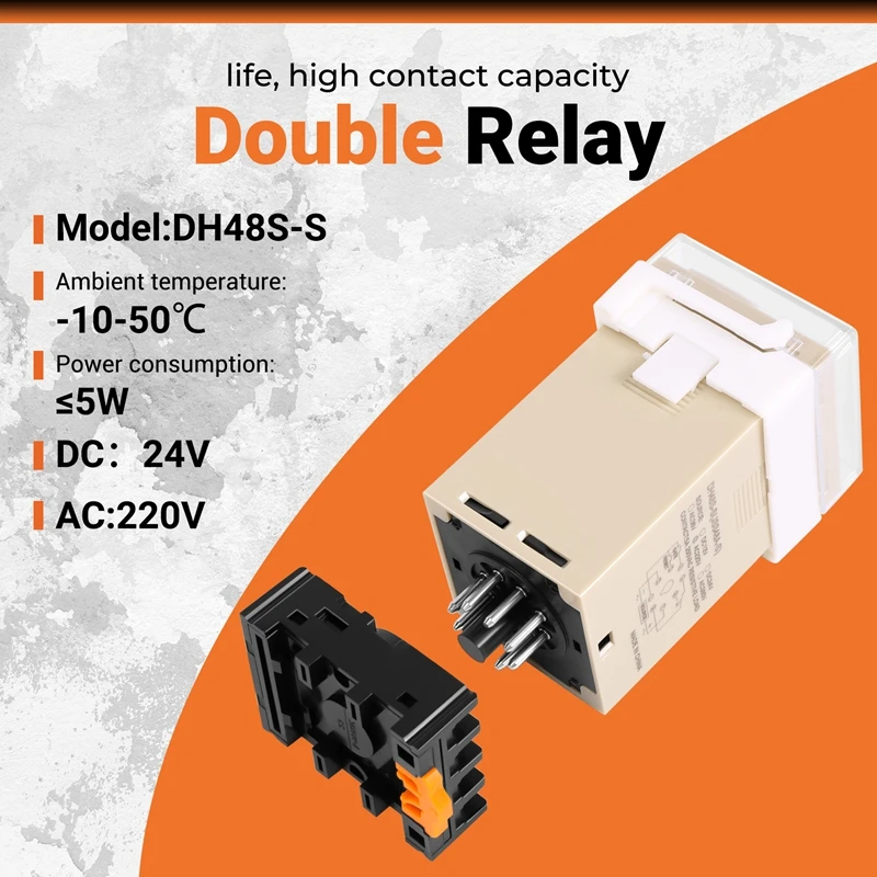 AC 220V 5A Programmable Double Delay Relay Device Tool DH48S-S-A23R