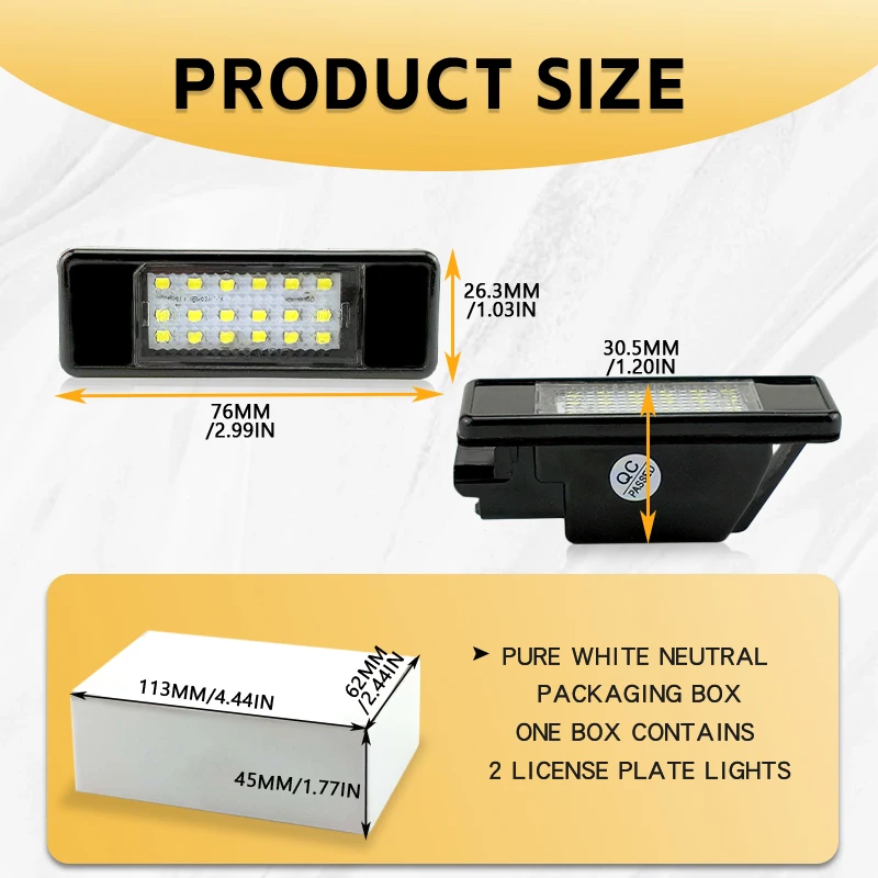2x سيارة الخلفية 18 LED مصلحة الارصاد الجوية رقم الترخيص لوحة ضوء مصباح 6000K لبيجو 106 207 307 308 406 407 لسيتروين C3 C4 C5 C6 C8 #2