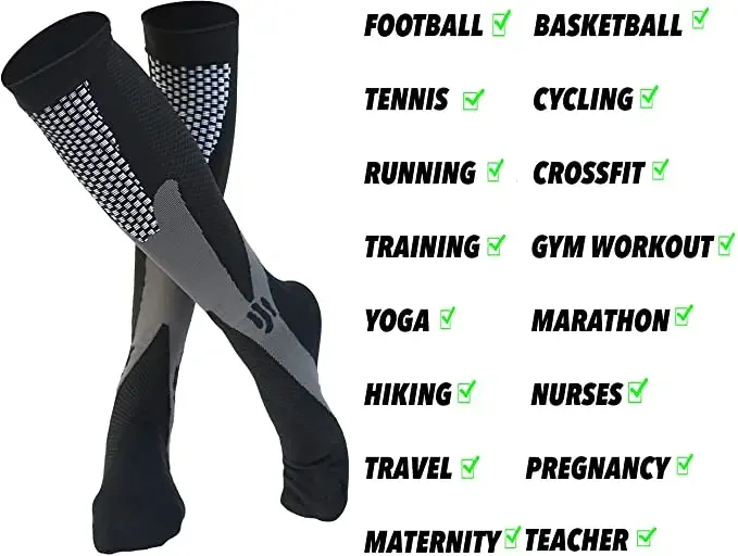 2/3/4 Pairs Compression Socks Knee High Sports Socks Medical Nursing Stockings Varicose Veins Socks Outdoor Cycling