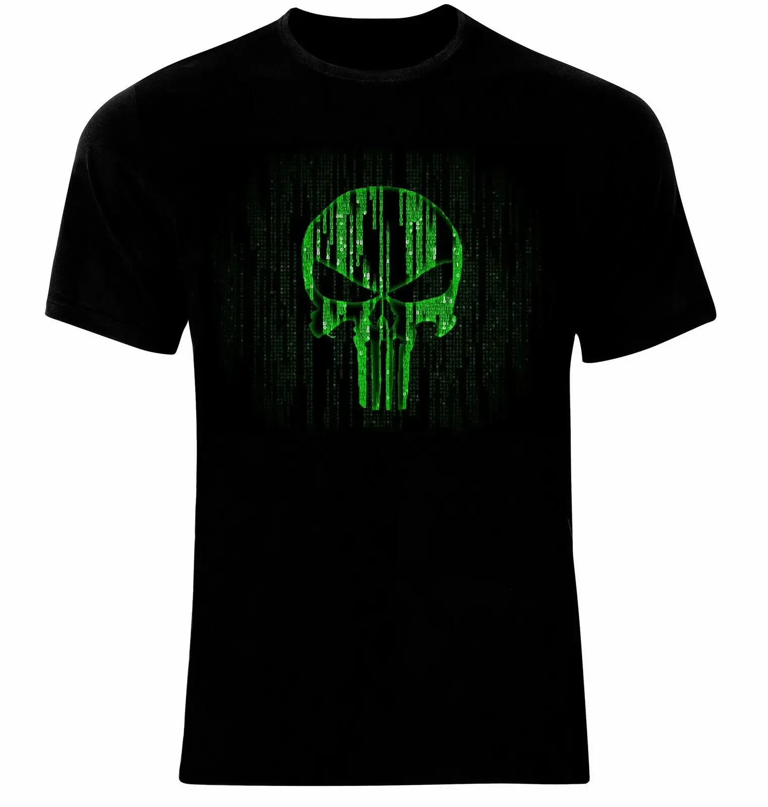 

Matrix Code Skull T-Shirt. Summer Cotton Short Sleeve O-Neck Mens T Shirt New S-3XL