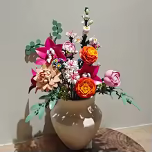 Blocs de construction de Bouquet de fleurs roses, joli romantique, décoration créative pour la maison, jouets éducatifs pour enfants, cadeaux de vacances, nouvelle collection 2025 - AliExpress 15