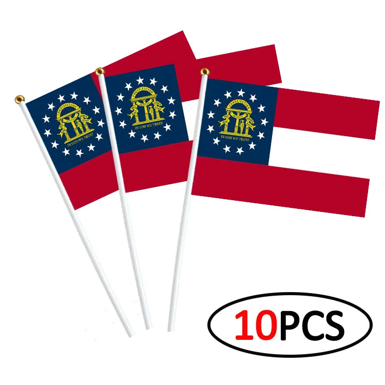 Georgia State Flags - 10/40 Pack Handheld Flags with Double Sided Print Wholesale of American state flags 14cm X 21cm