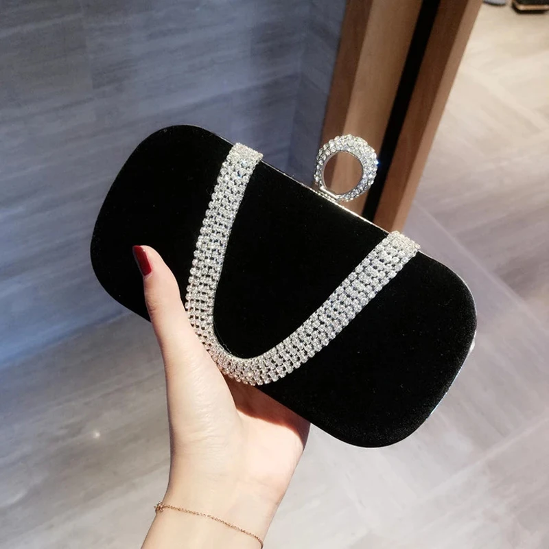 Luksusowe damskie torebki wieczorowe diamentowa luksusowa kopertówka Party diamenty Lady czarna czerwona torba na ramię z łańcuszkiem torebki do torebki