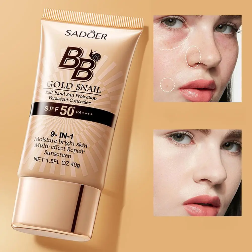Gold Snail Sunscreen BB Cream Foundation Concealer Moisturizing Isolation Cream SPF50+PA+++ Anti UV Sun Block Facial Cream 1pcs