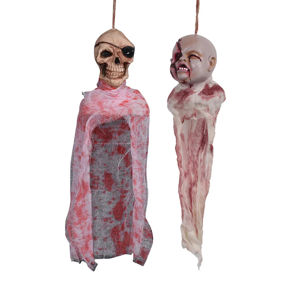 

2Pcs Halloween Hanging Horror Pendant Vivid Scary Ghost Prank Prop Home Party Spooky Decoration Ornament Supplies
