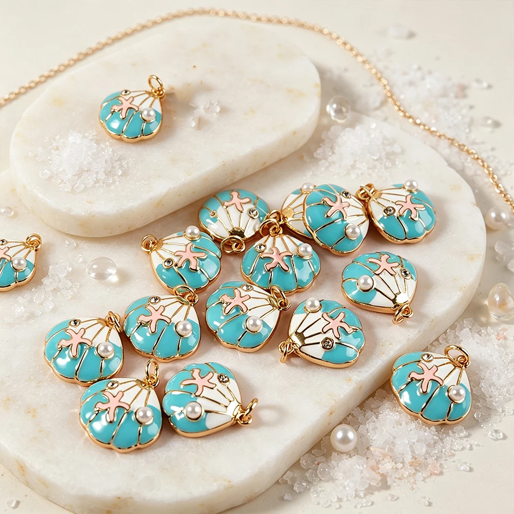 1 PCS Ocean Starfish Shape DIY Jewelry Accessories Single Sale Handmade Earring Pendant Making Component Cute Marine Enamel