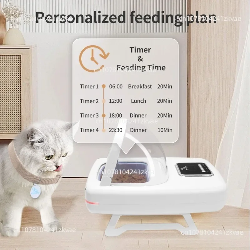 Automatic Induction Feeder, Timing Quantitative Feeder, Universal Food Dispenser for Cats and Dogs, Support Dry & Wet Pet Food