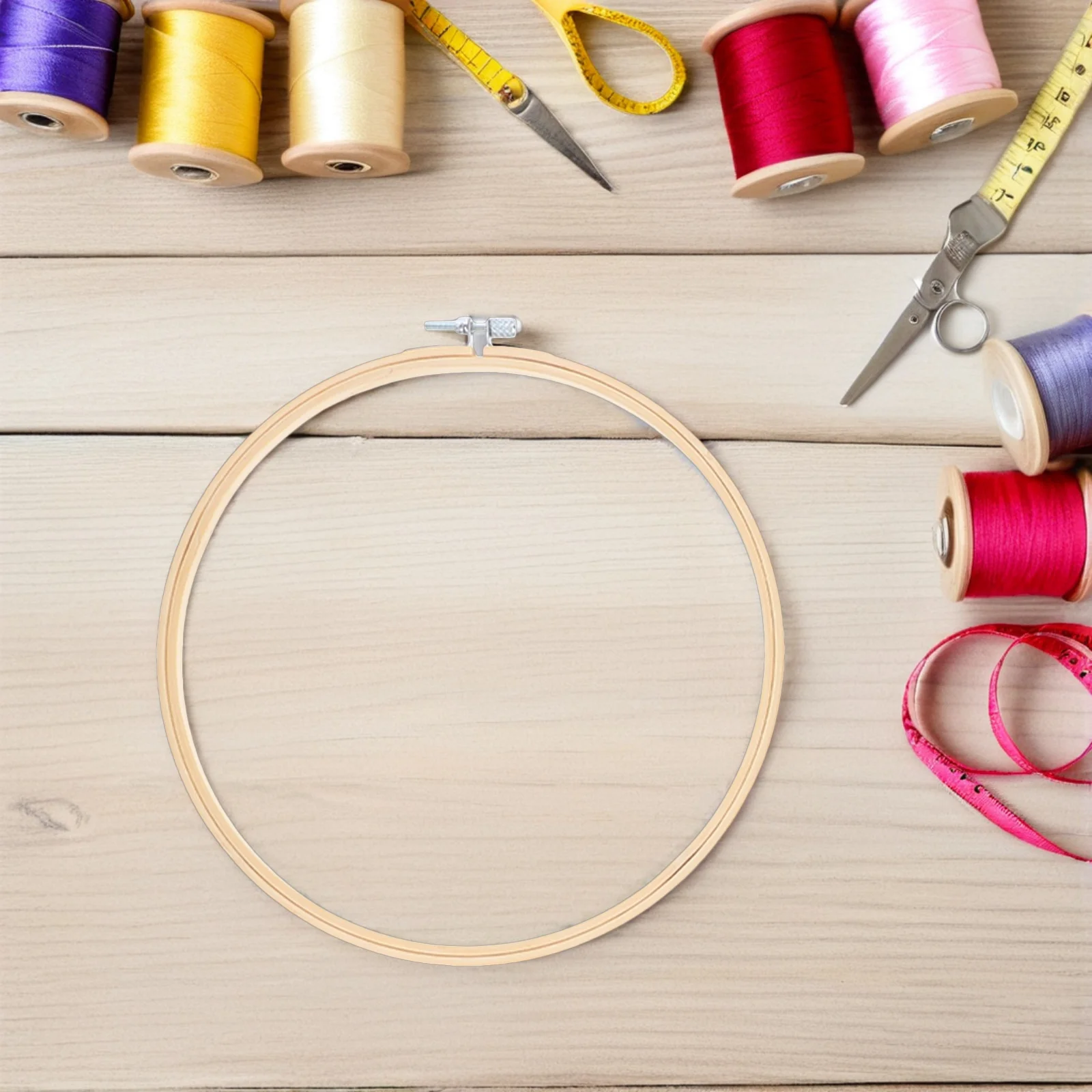 

3pcs Bamboo Embroidery Hoop Frame: Adjustable Wooden Cross Stitch Rings For Diy Sewing Quilting Craft Projects