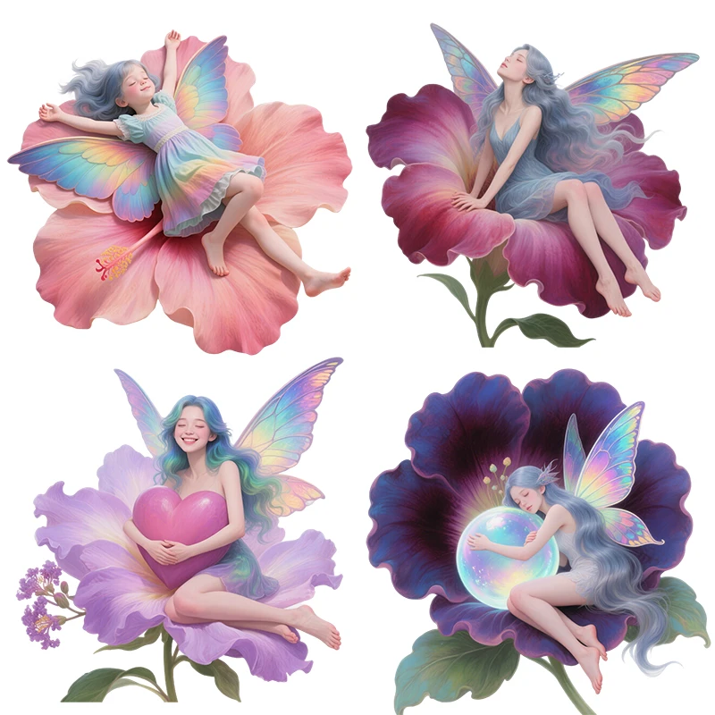 Three Ratels Purple flower elf flower art wall stickers for home decoration car decals